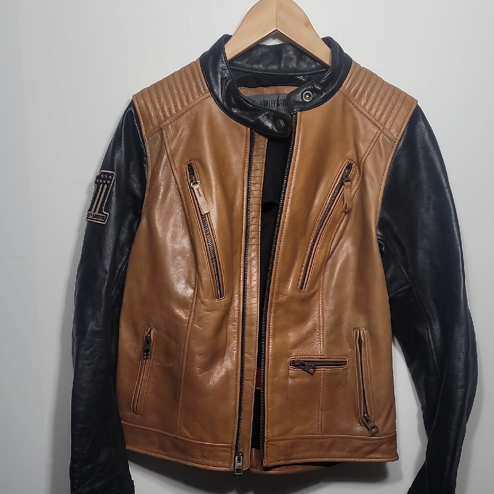 Harley-Davidson Women's Arterial Black & Tan Leather Jacket